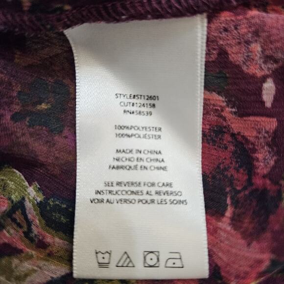 Kut from the Kloth Purple Floral Semi Sheer Long Sleeve Boho Top Womens Large - Picture 11 of 15